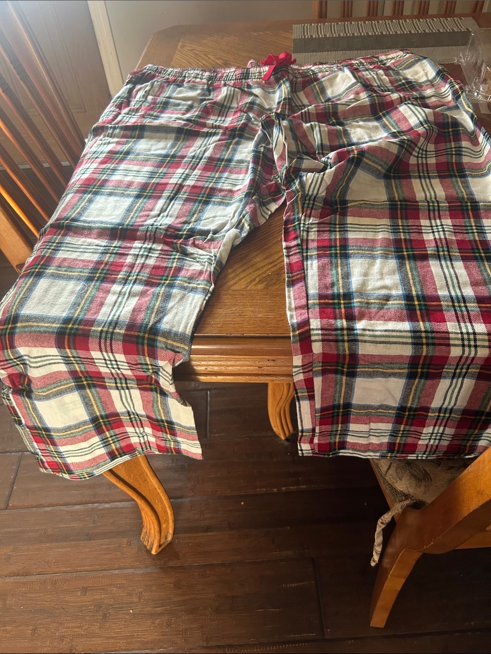 Plaid Red and White Women’s PJ bottoms in 3X.